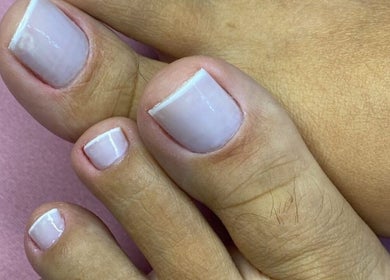 Close-up of polished toenails at Studio Karla Horrana, Amsterdam, Noord-Holland, NL.