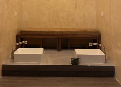 Relaxing foot spa station at NUAT THAI Ortigas Extension (ORTEx), Cainta, Calabarzon, PH features dual basins and bench.