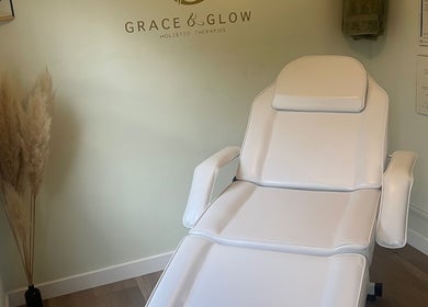 Relaxing spa chair at Grace & Glow, Maidstone, England, GB, offering tranquil wellness therapies.
