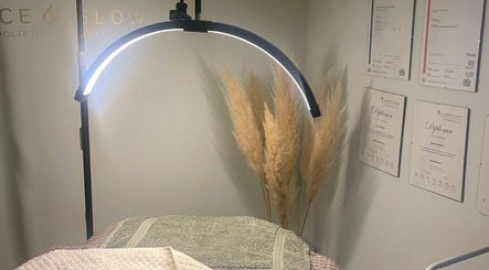 Grace & Glow treatment room with certificates and decor in Maidstone, England, GB.