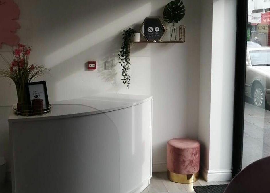 FN Gel Bar reception area with elegant decor in Rowley Regis, England, GB.