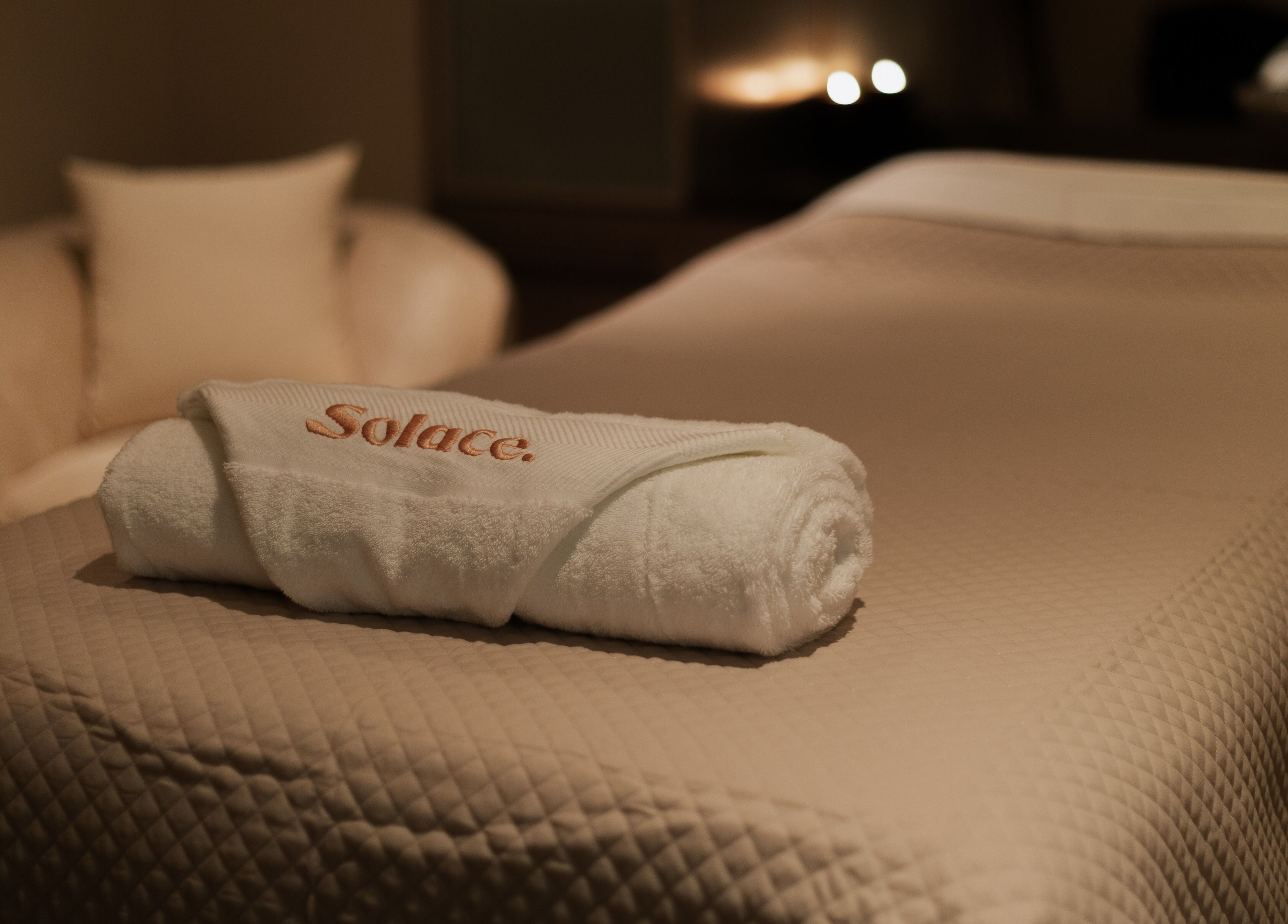 Luxurious massage table at Solace Day Spa, Scarborough, Western Australia, AU.