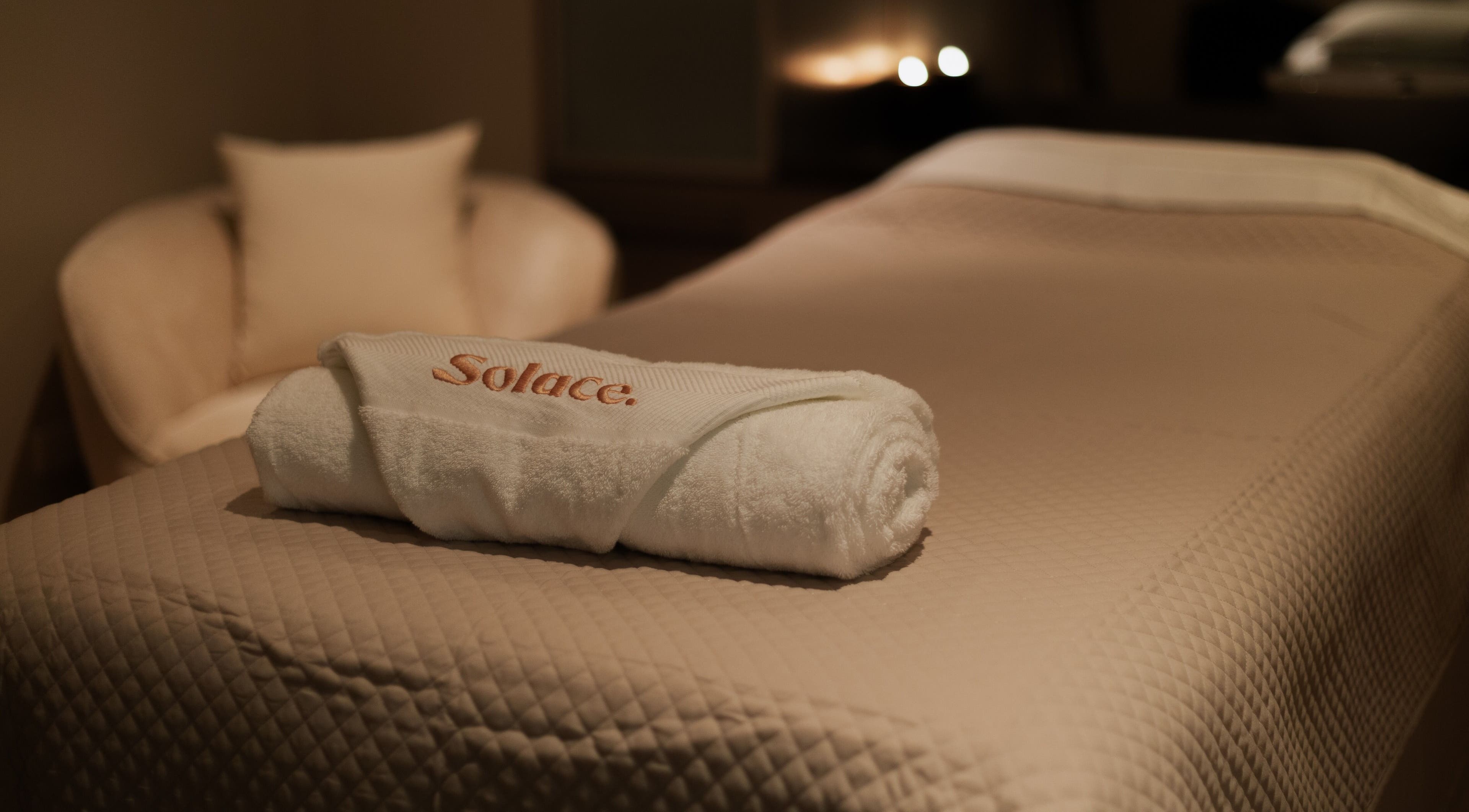 Luxurious massage table at Solace Day Spa, Scarborough, Western Australia, AU.