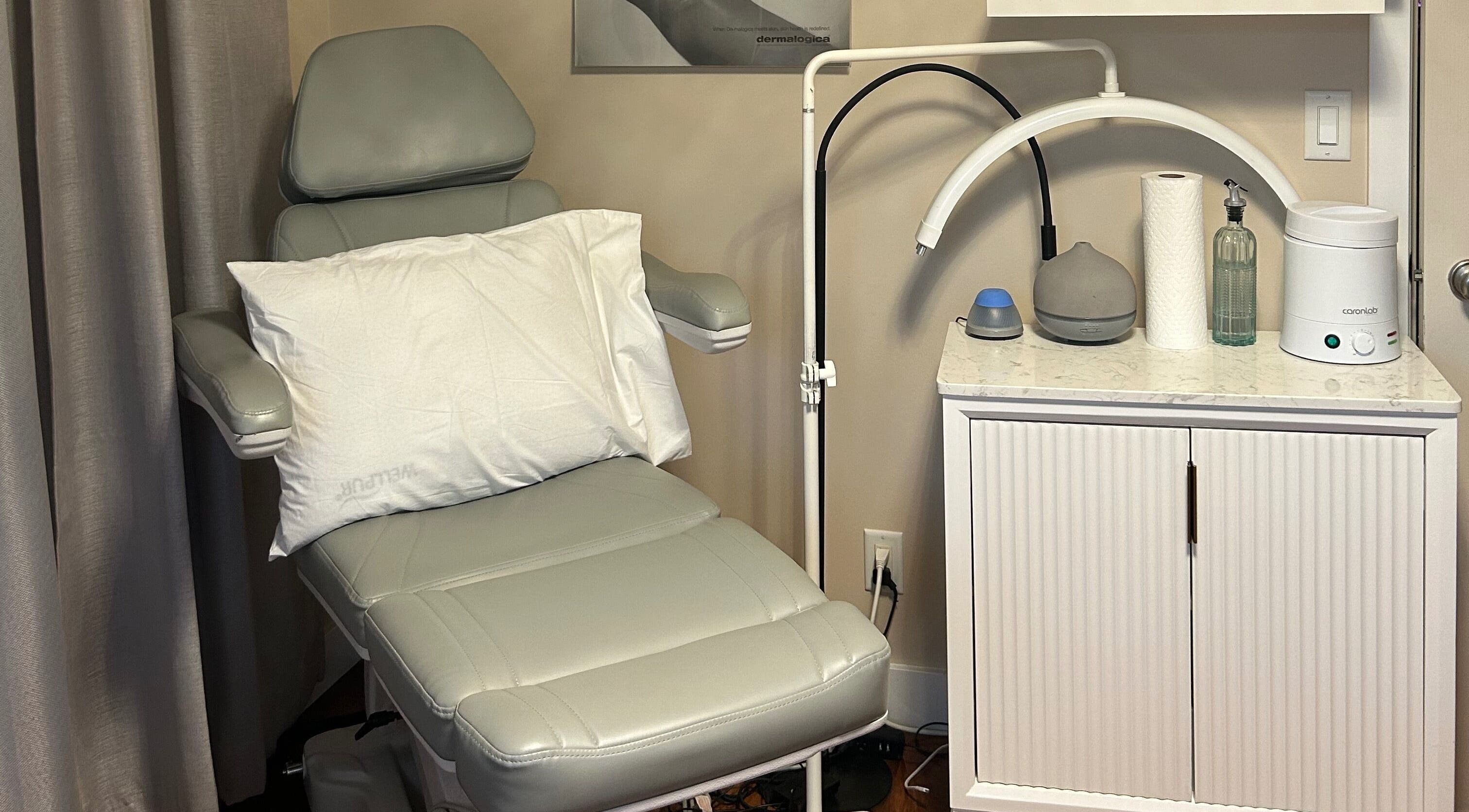 Comfortable spa chair and equipment at Caring Esthetics by Mandy in British Columbia, CA.