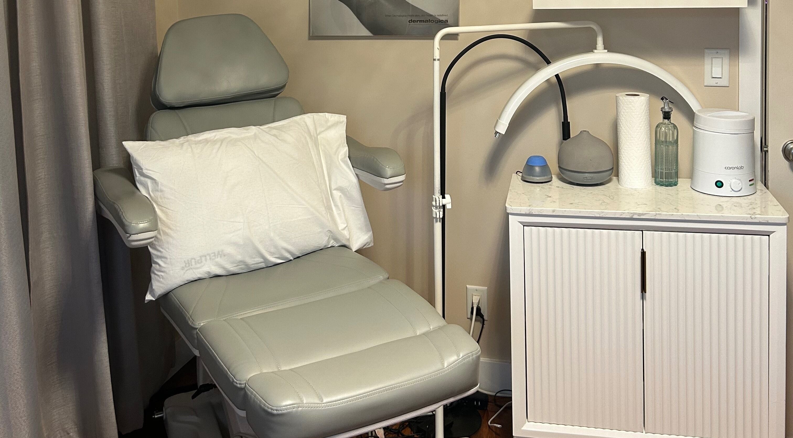 Comfortable spa chair and equipment at Caring Esthetics by Mandy in British Columbia, CA.