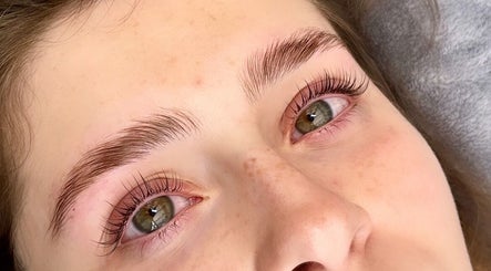 Close-up of styled eyelashes and brows at HB Beauty Hive, Dorridge, England, GB.