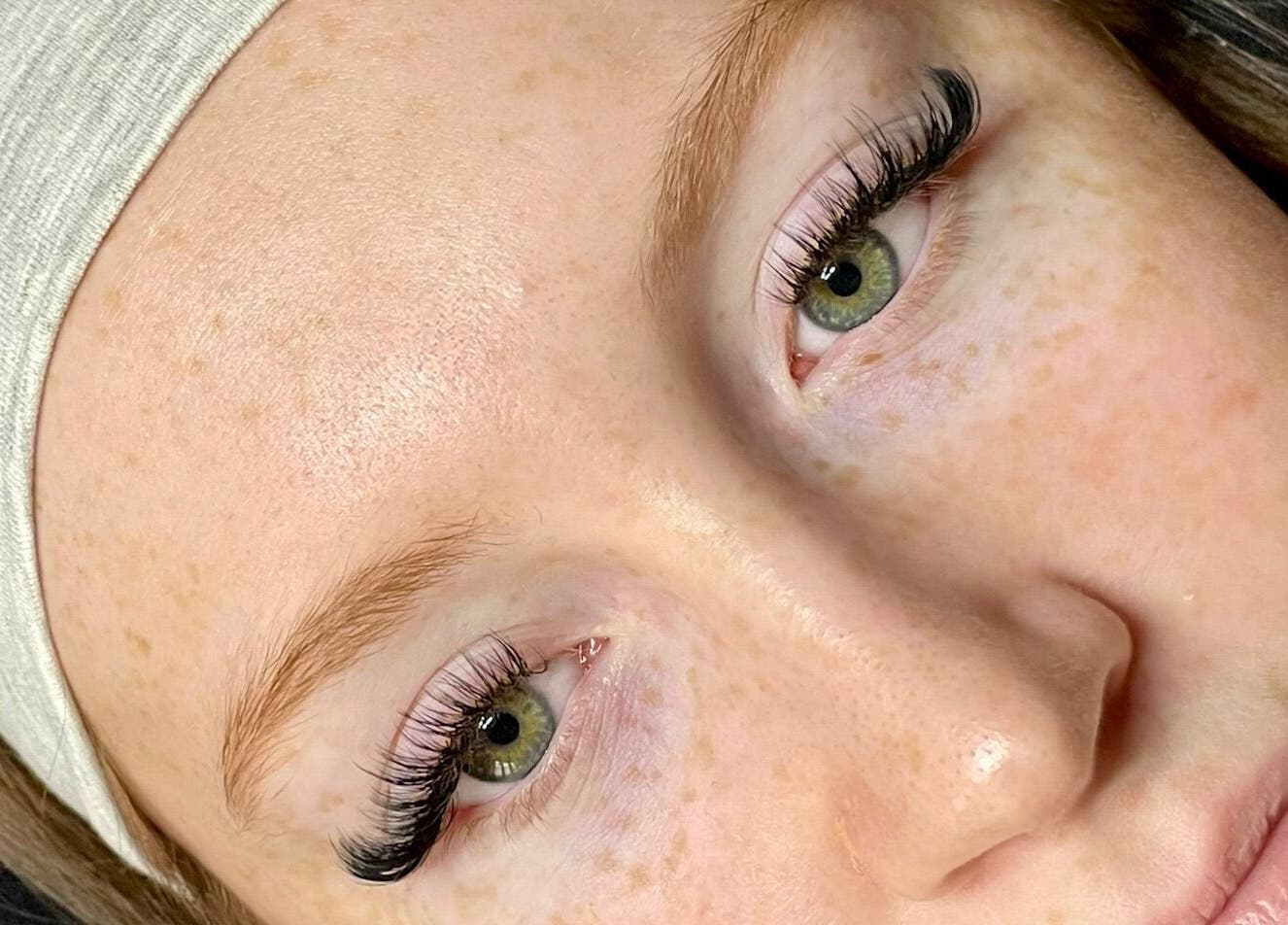 Close-up of styled eyelashes at HB Beauty Hive, Dorridge, England, GB.