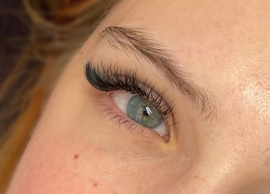 Close-up of eyelash extensions at HB Beauty Hive in Dorridge, England, GB.