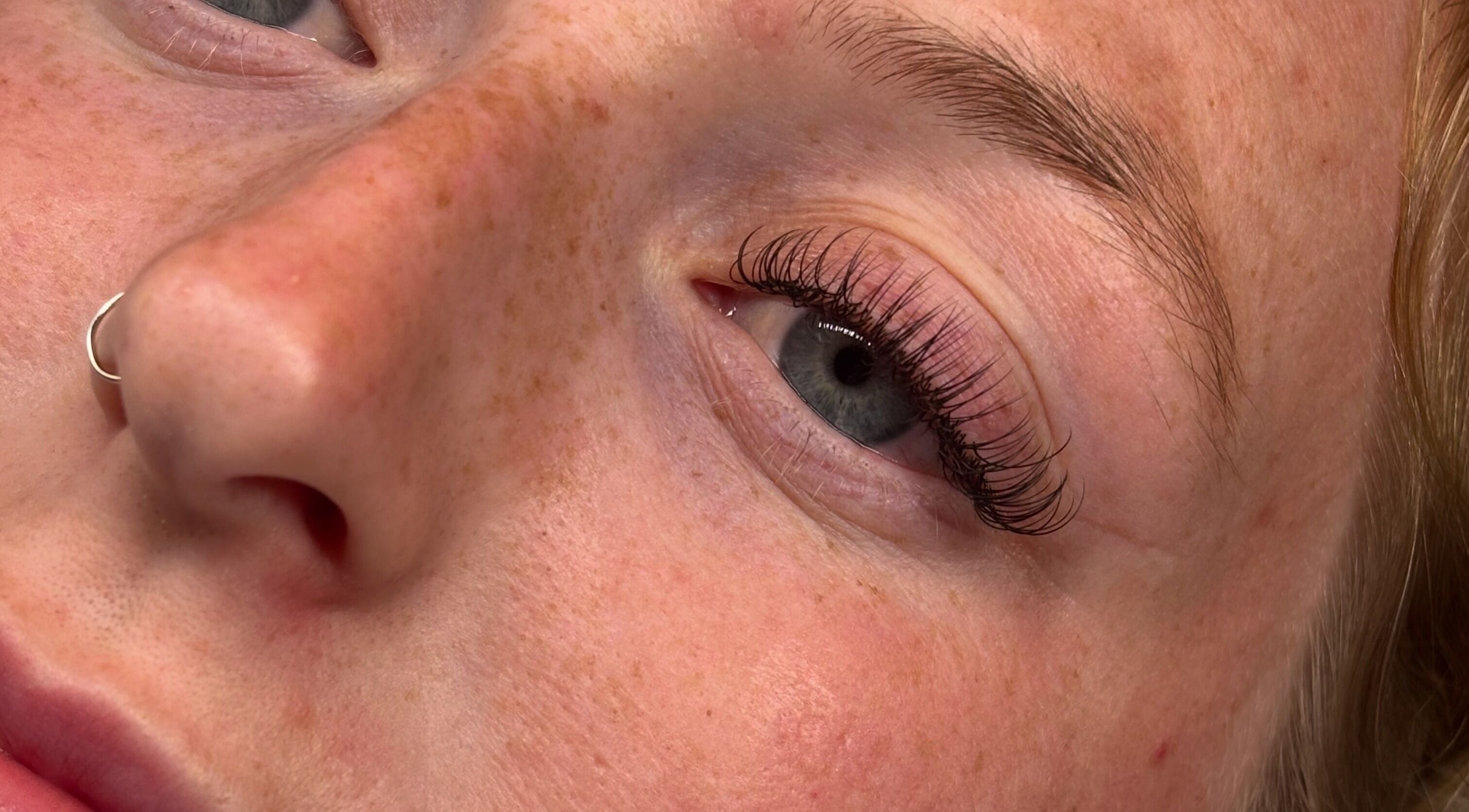 Close-up of styled eyelash at Beauty Lounge by Char, Melton Mowbray, England, GB.
