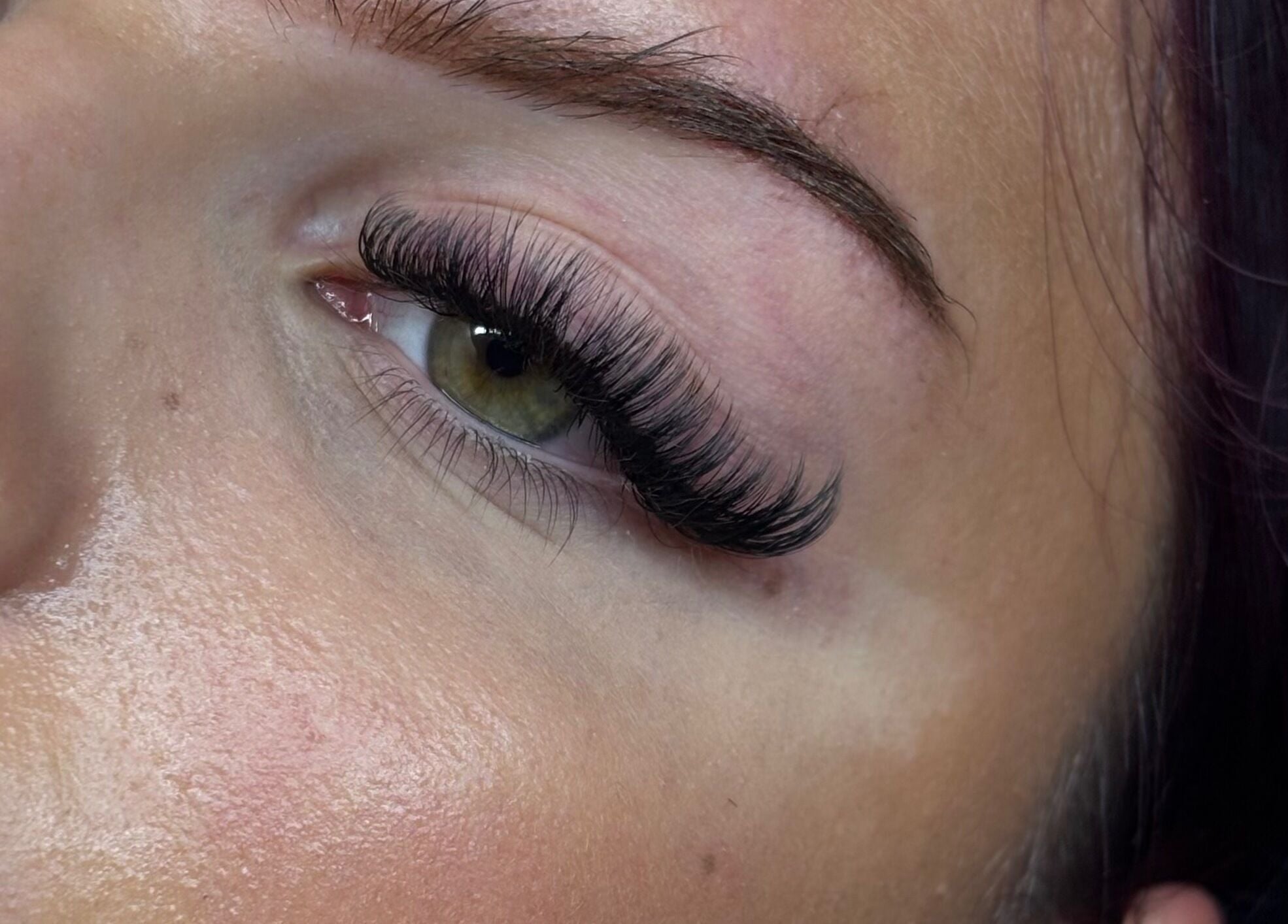 Close-up of eyelash extensions at Beauty Lounge by Char, Melton Mowbray, England, GB.