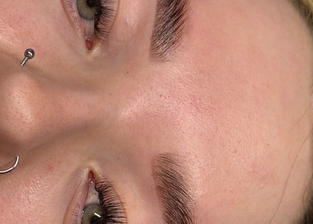 Close-up of eyebrows and piercings at Beauty Lounge by Char, Melton Mowbray, England, GB.