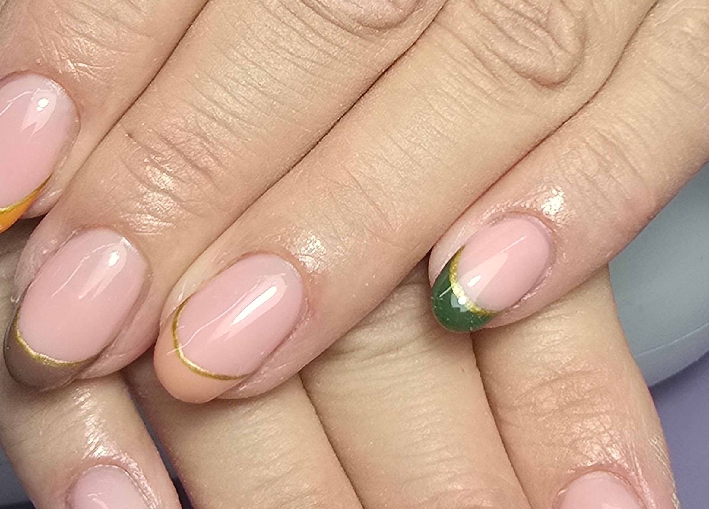 Beautiful nail art with gold accents by Nails by Nicole in Oughtibridge, England, GB.