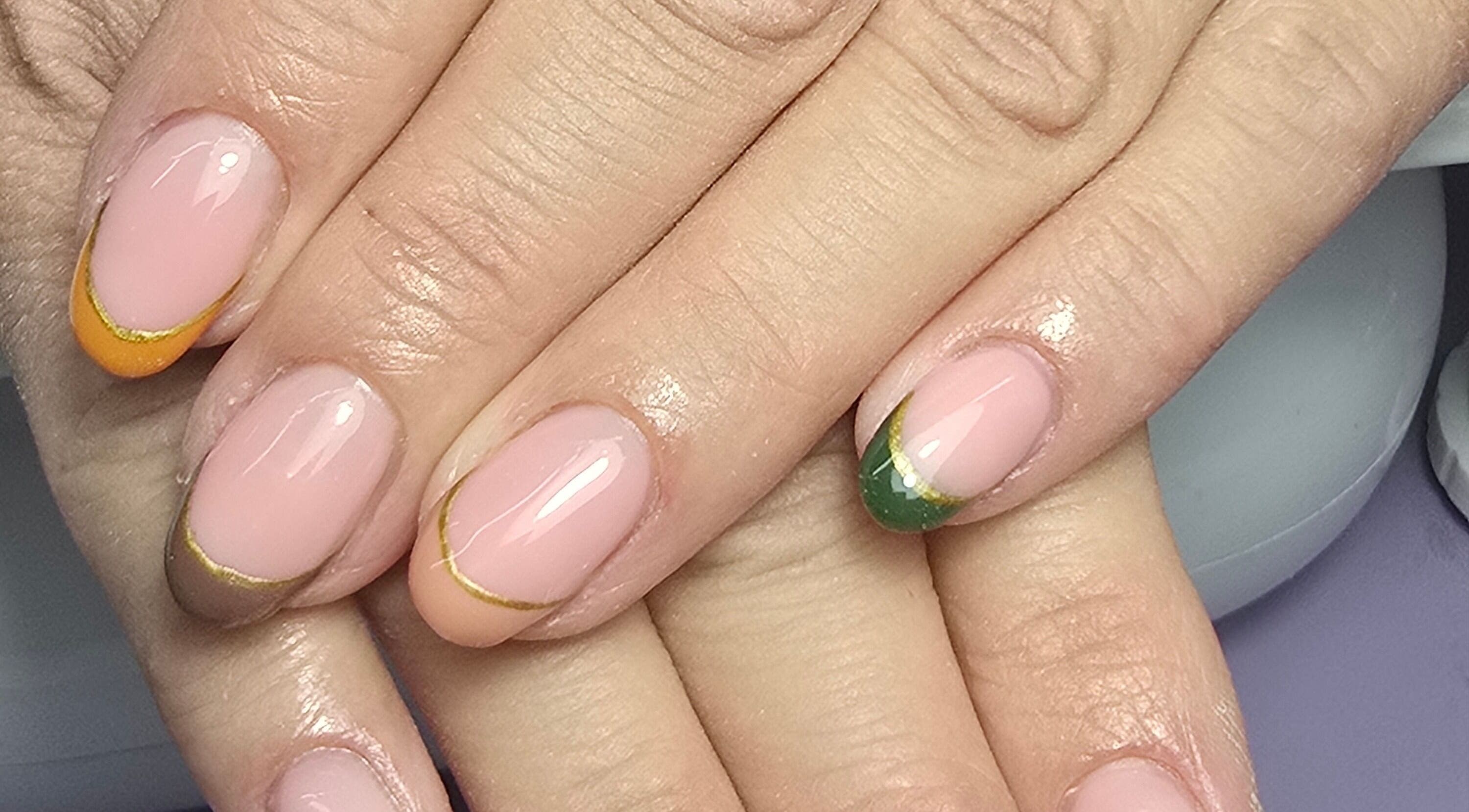 Beautiful nail art with gold accents by Nails by Nicole in Oughtibridge, England, GB.