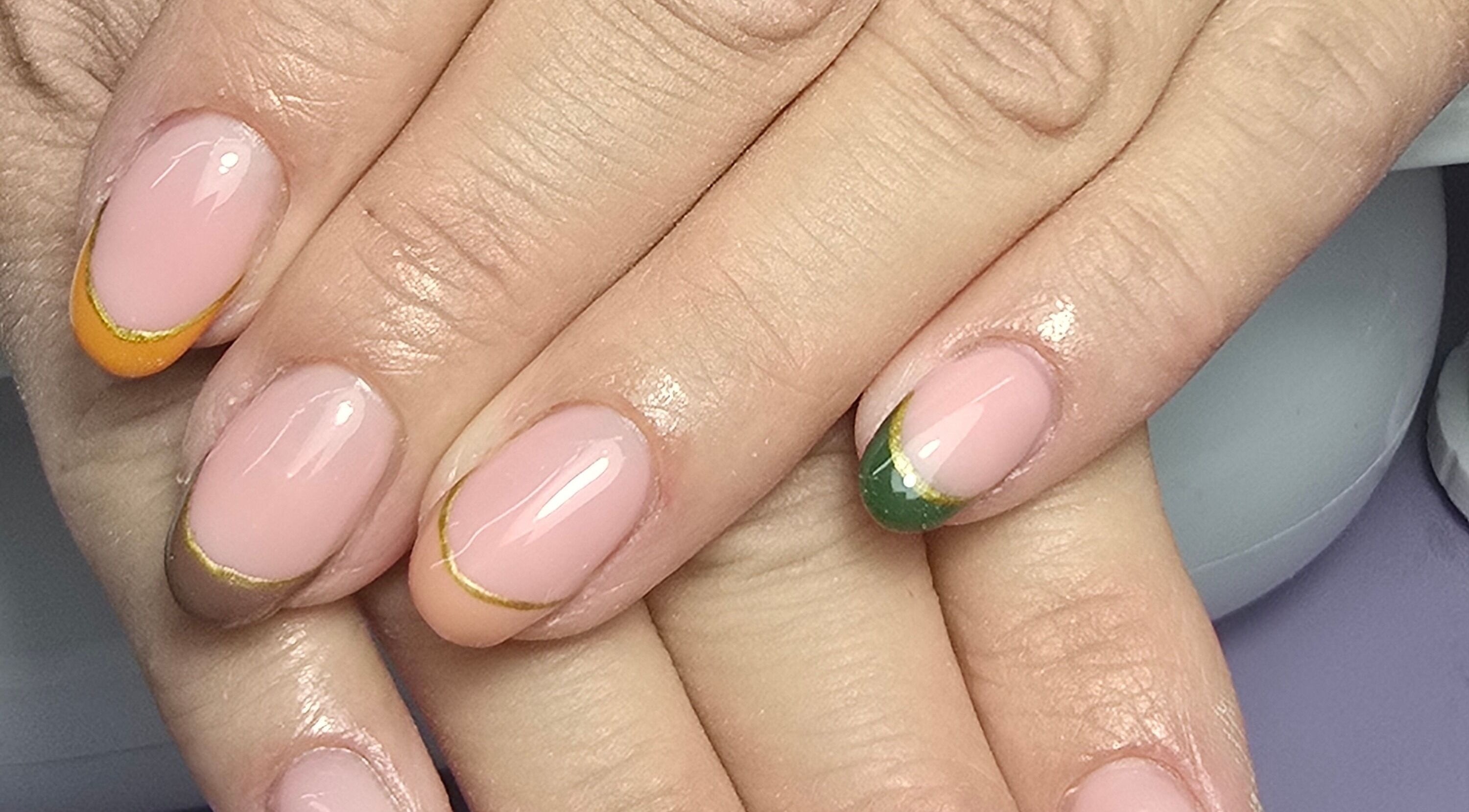 Beautiful nail art with gold accents by Nails by Nicole in Oughtibridge, England, GB.