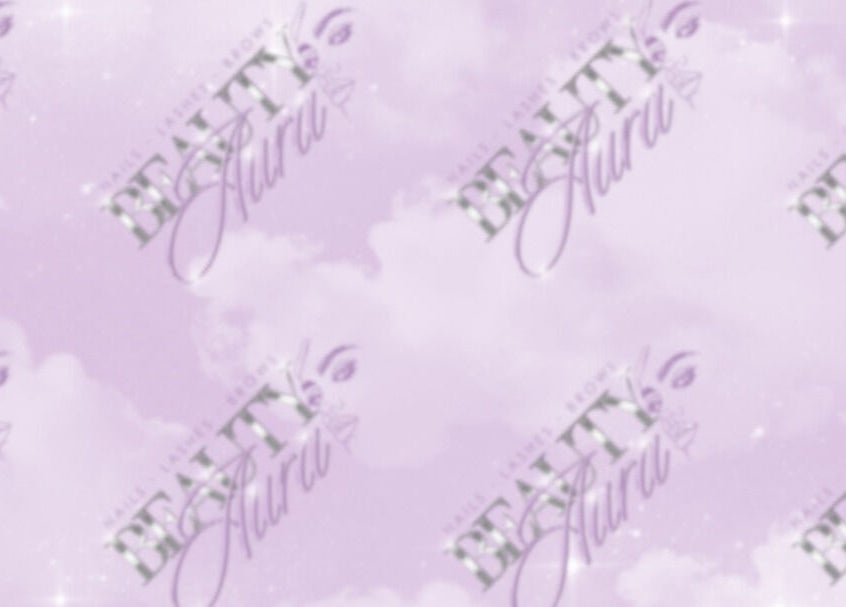 Soft lavender cloud design featuring Beauty Aura logo in Bourne, England, GB.
