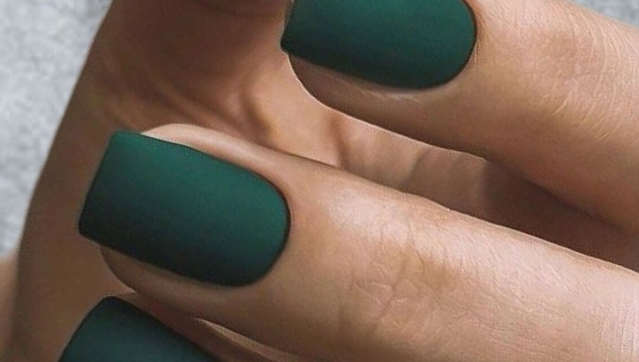 Close-up of stunning emerald nails at Proud Nails, Cape Town, Western Cape, ZA for a stylish manicure.