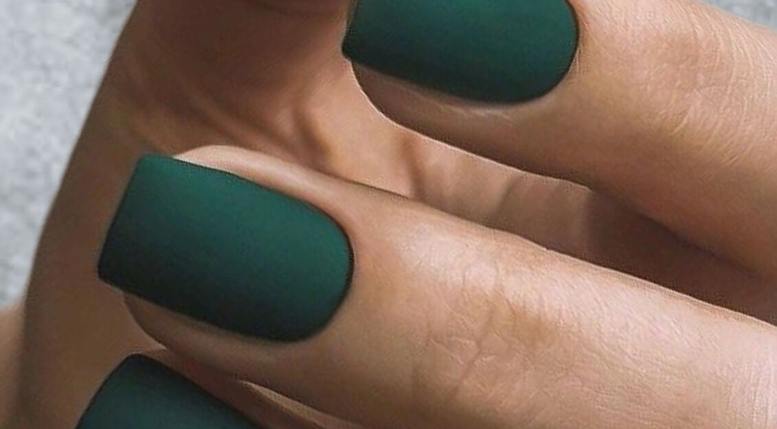 Close-up of stunning emerald nails at Proud Nails, Cape Town, Western Cape, ZA for a stylish manicure.