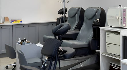 Comfortable spa chairs at New L&T Nail Spa INC, New York, New York, US, ready for clients.