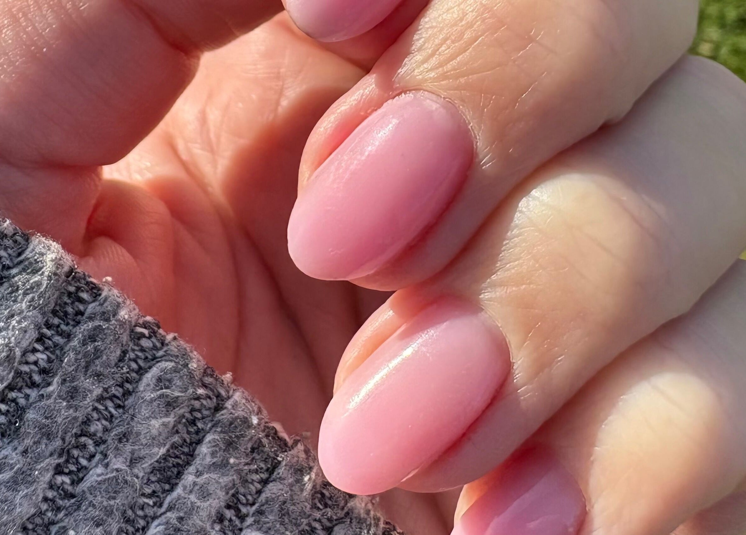Close-up of elegant pink nails at Glos Nails by April, Shirley, England, GB.
