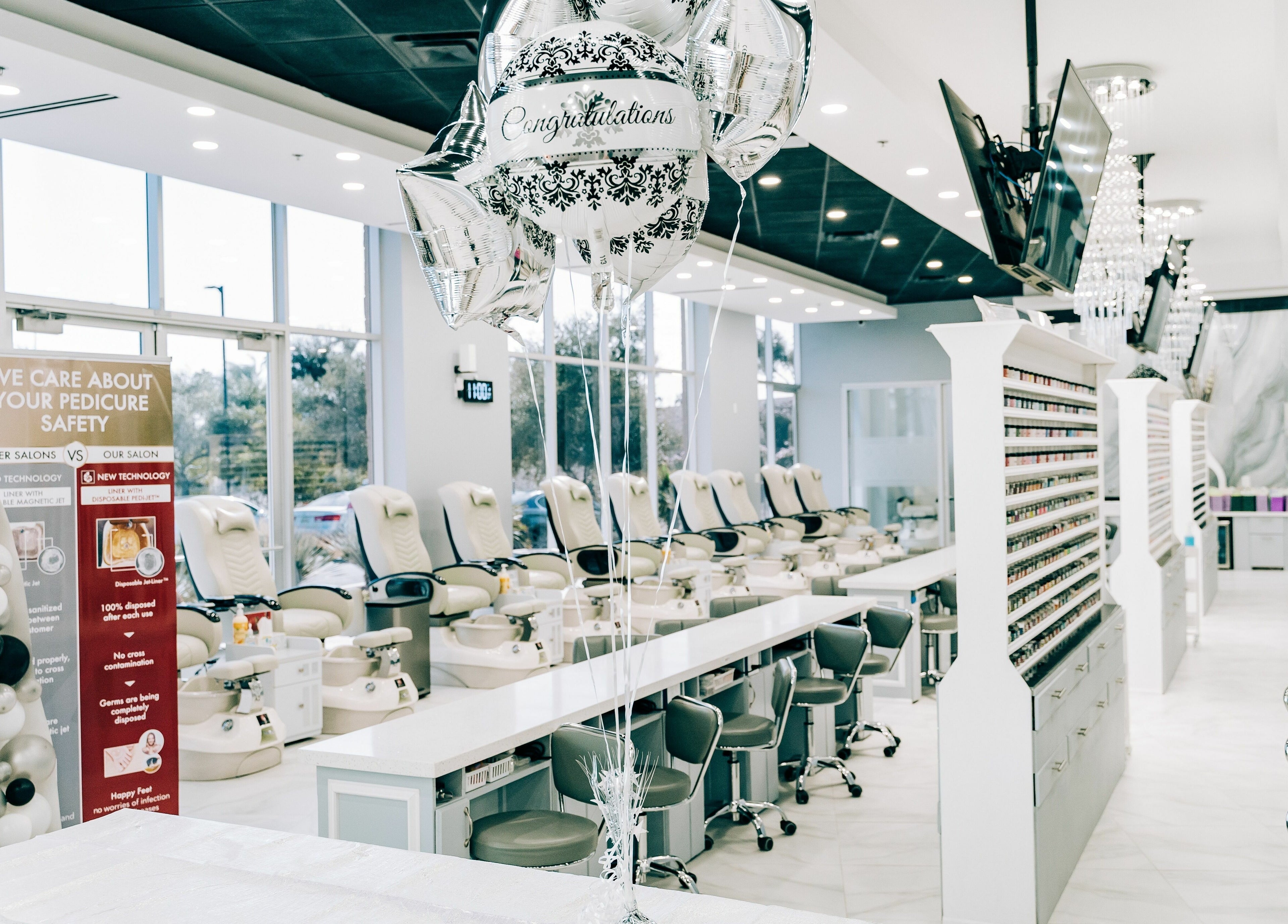 Elegant nail salon interior at Greenfield Nails and Spa - Chandler in Chandler, Arizona, US.