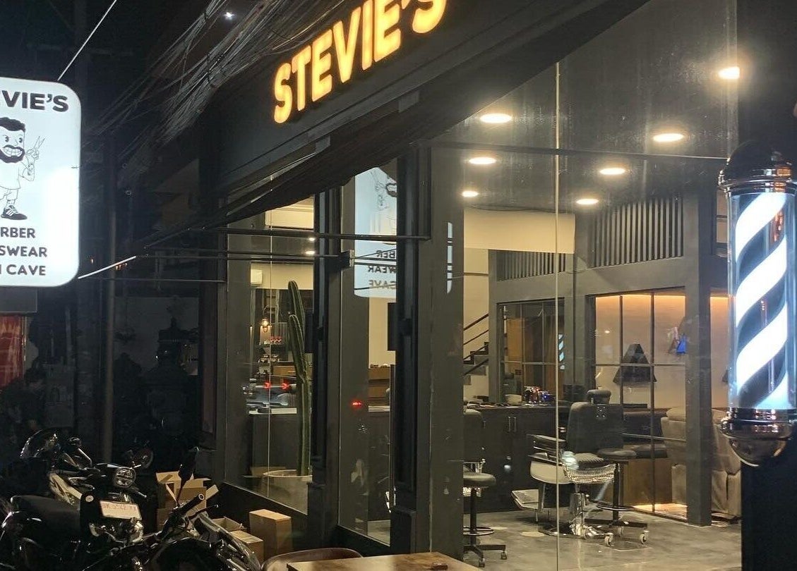 Stevie's exterior at night in Bali, Bali, ID, showcasing illuminated signage and inviting ambience.
