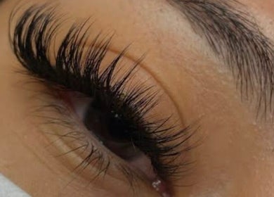 Close-up of long, voluminous eyelashes at Princie Beauty, Johannesburg, Gauteng, ZA.