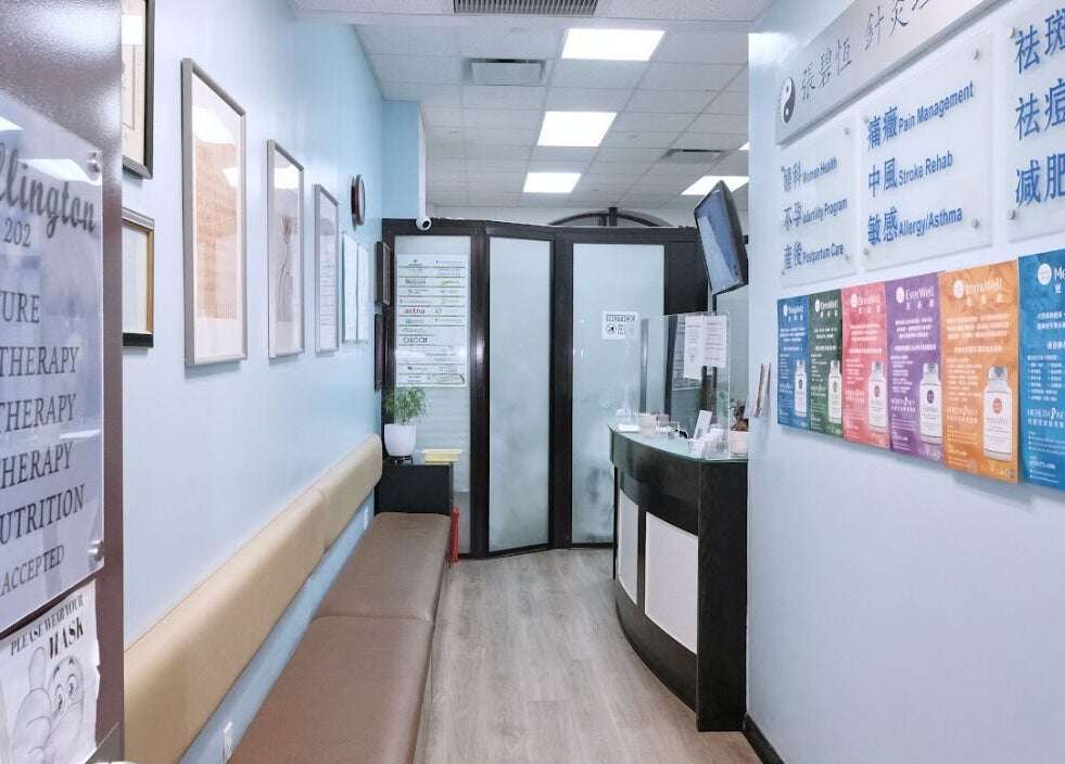 Welcoming reception of HealthKey Group Wellington - Manhattan, New York, US, showcasing offerings and decor.