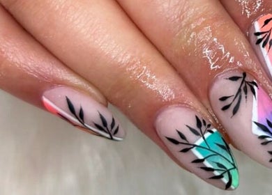 Vibrant nail art design at TranQuility, Middelburg, Mpumalanga, ZA.