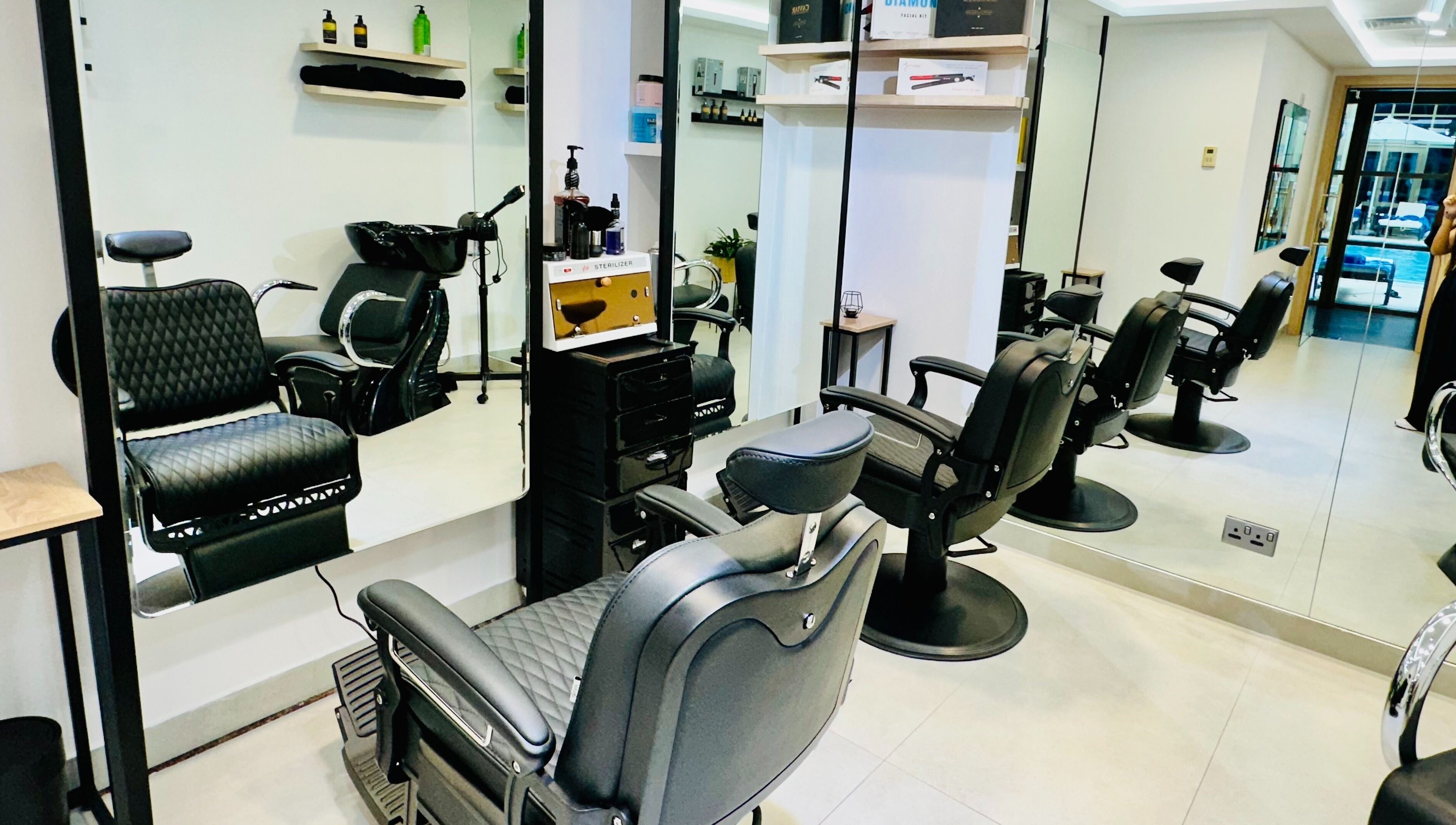Modern salon chairs and mirrors at S & J Beauty Salon, دبي, دبي, AE.