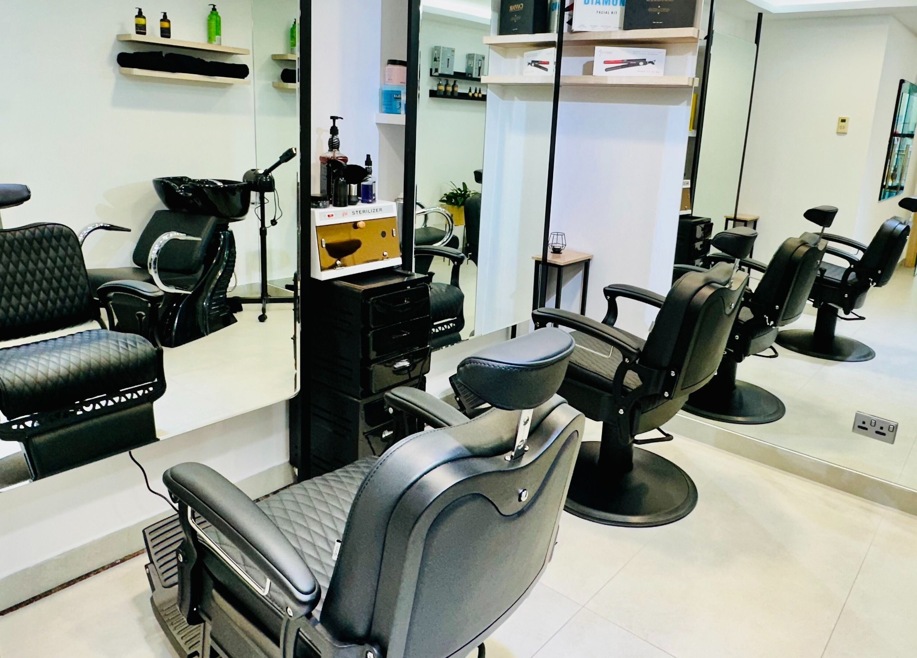 Modern salon chairs and mirrors at S & J Beauty Salon, دبي, دبي, AE.