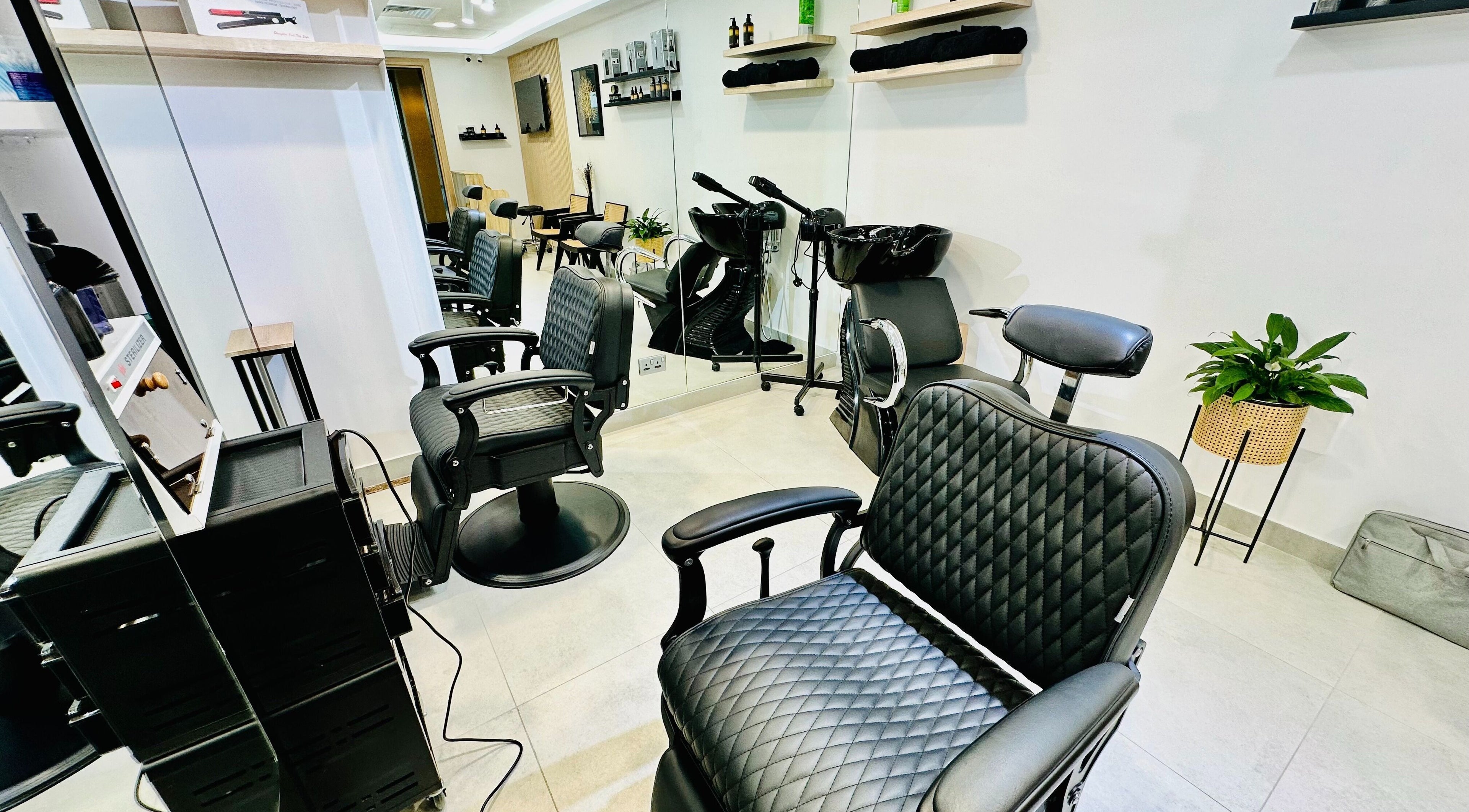 Modern salon chairs at S & J Beauty Salon, دبي, دبي, AE, showcasing sleek, inviting interiors.