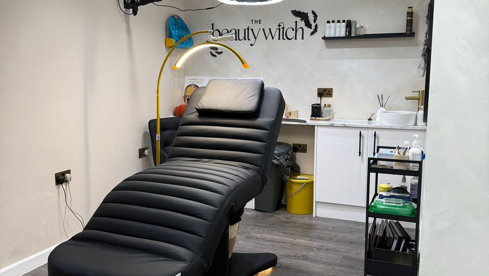 Modern treatment room at The Beauty Witch - Aesthetics, Eyebrows & Skin, Aylesbury, England, GB.