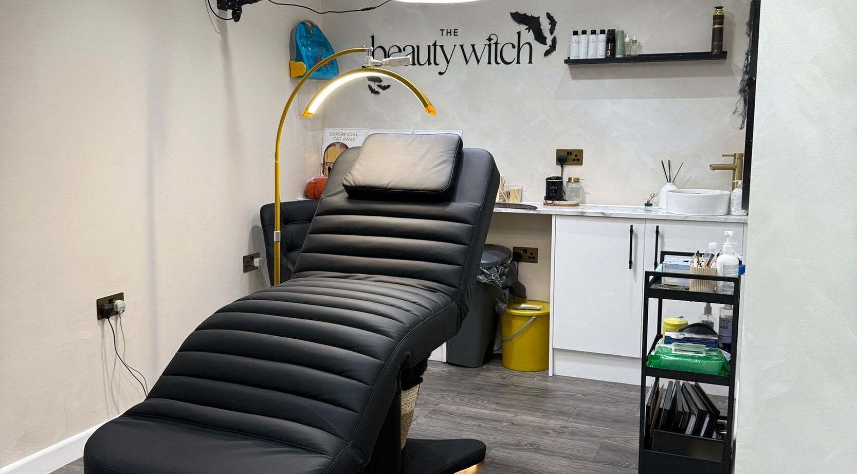 Modern treatment room at The Beauty Witch - Aesthetics, Eyebrows & Skin, Aylesbury, England, GB.