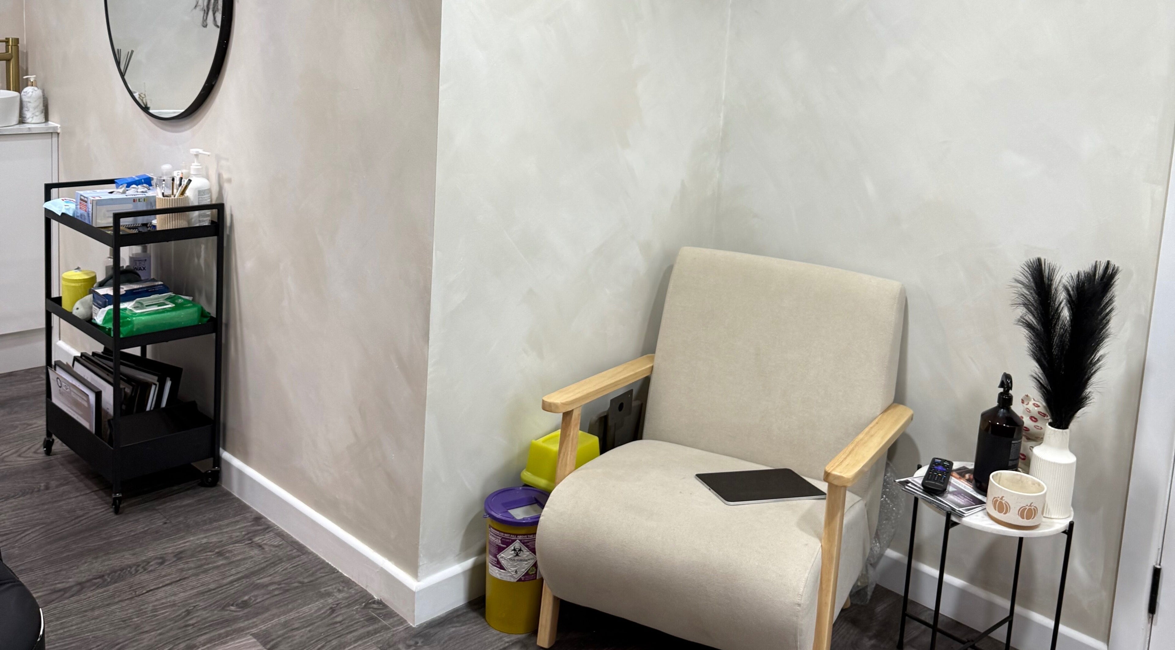 Cozy seating area at The Beauty Witch - Aesthetics, Eyebrows & Skin in Aylesbury, England, GB.