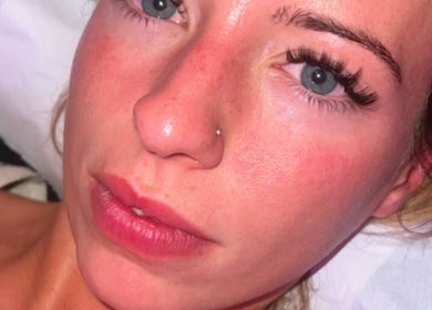 Close-up of a woman with stunning lash extensions at CSLashes, Bournemouth, England, GB.
