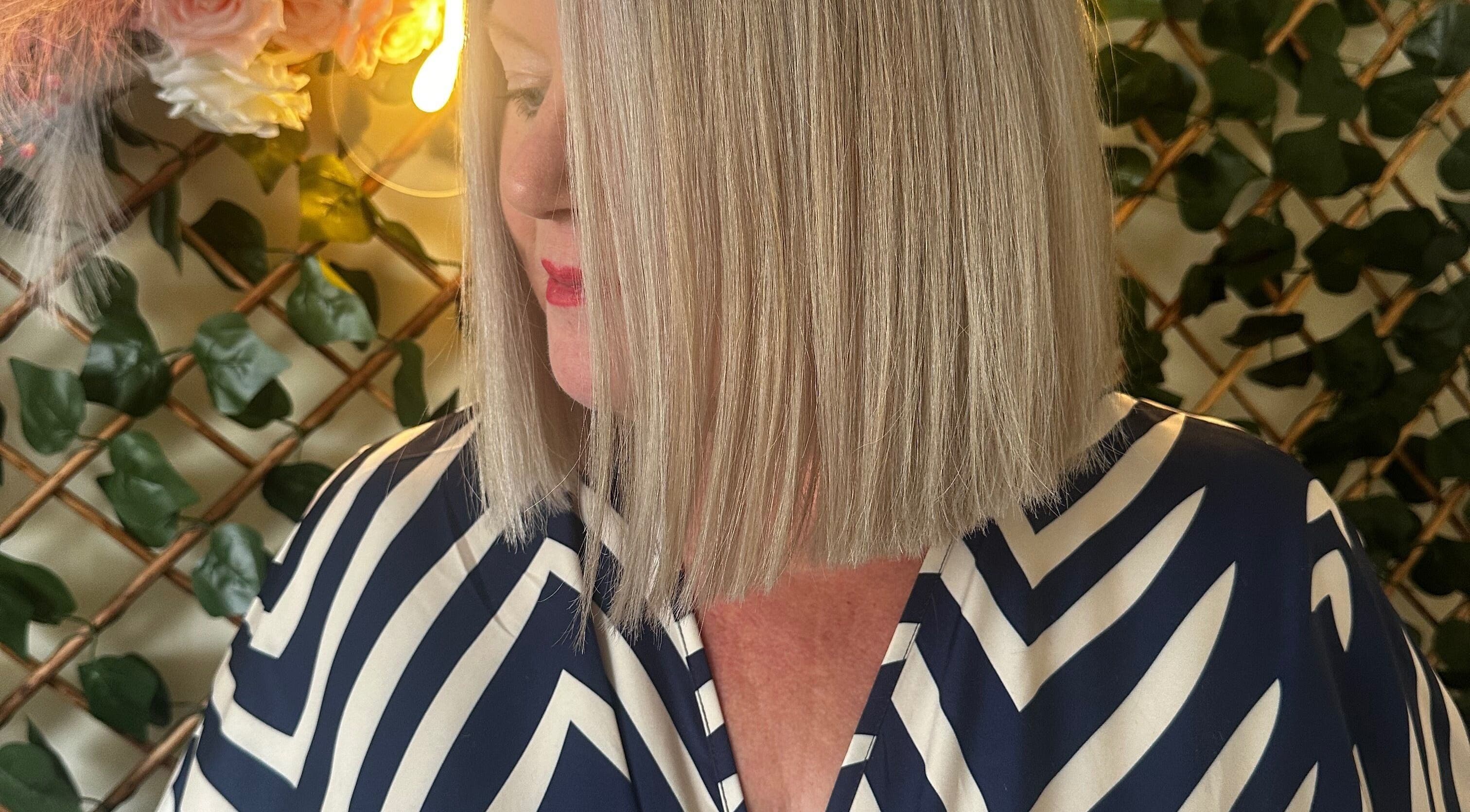 Chic blonde bob hairstyle at SBKHair&Beauty, Crestmead, Queensland, AU.