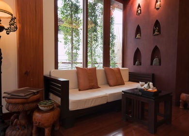 Elegant seating at Sarila Spa At Salana Boutique Hotel, Vientiane, Vientiane Prefecture, LA.