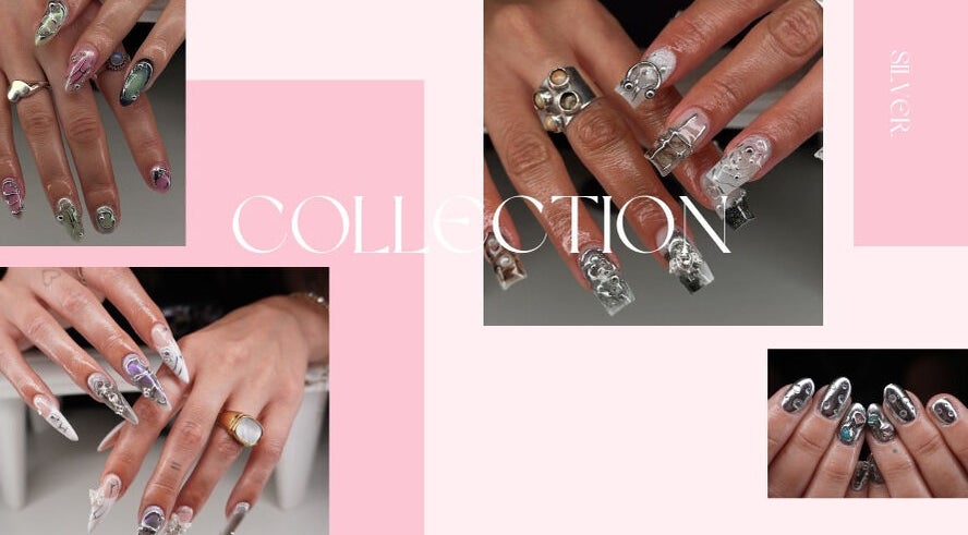 Elegante Nagelkunst bei Spring Nails Berlin, Berlin, DE. Eindrucksvolle Designs mit Silber und Farbe.