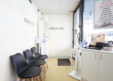 Dolce Vita Beaute reception area with seating in Newtown, New South Wales, AU.
