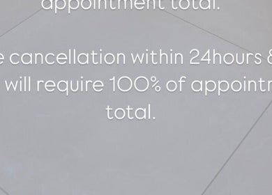 Late cancellation policy notice at Blend By Anna in Carlisle, England, GB.