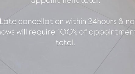 Late cancellation policy notice at Blend By Anna in Carlisle, England, GB.