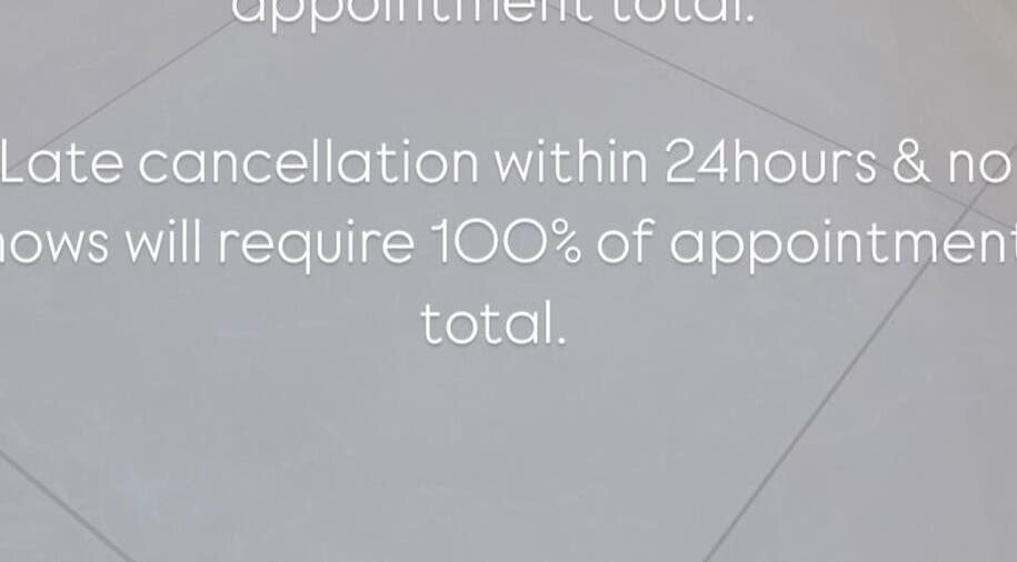 Late cancellation policy notice at Blend By Anna in Carlisle, England, GB.