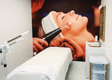 Elegant treatment room at VitaGlow MD Wellness & Skin Clinic, San Jose, California, US, highlighting relaxation.