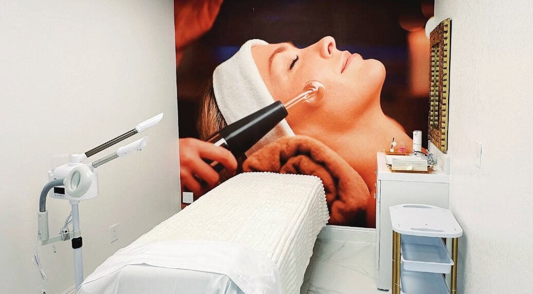 Elegant treatment room at VitaGlow MD Wellness & Skin Clinic, San Jose, California, US, highlighting relaxation.