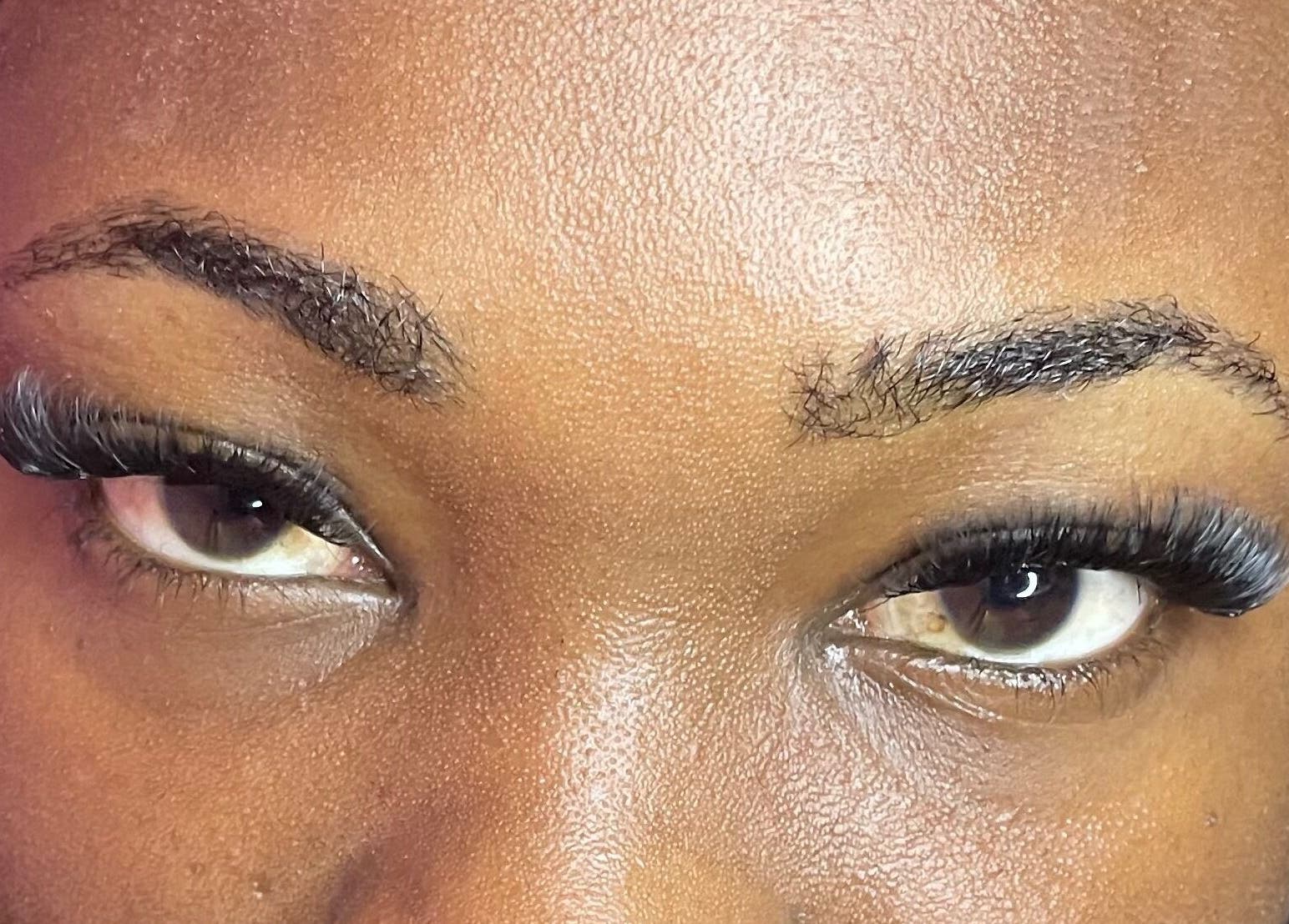 Close-up of eyelash extensions at Lashes by M in Portsmouth, Saint John Parish, DM.