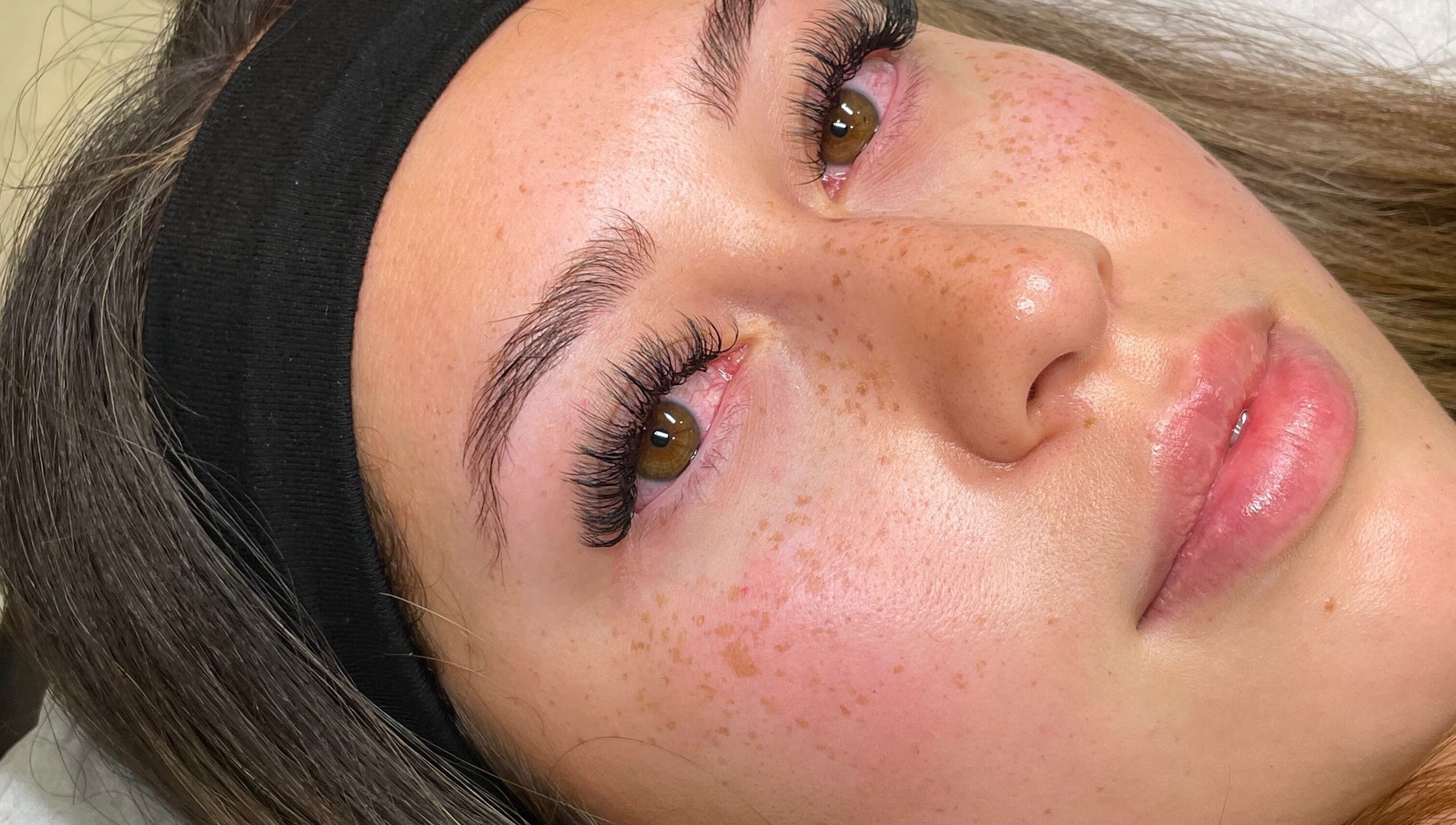 Close-up of lash extensions at Céru Beauty, Lytham St Annes, England, GB.