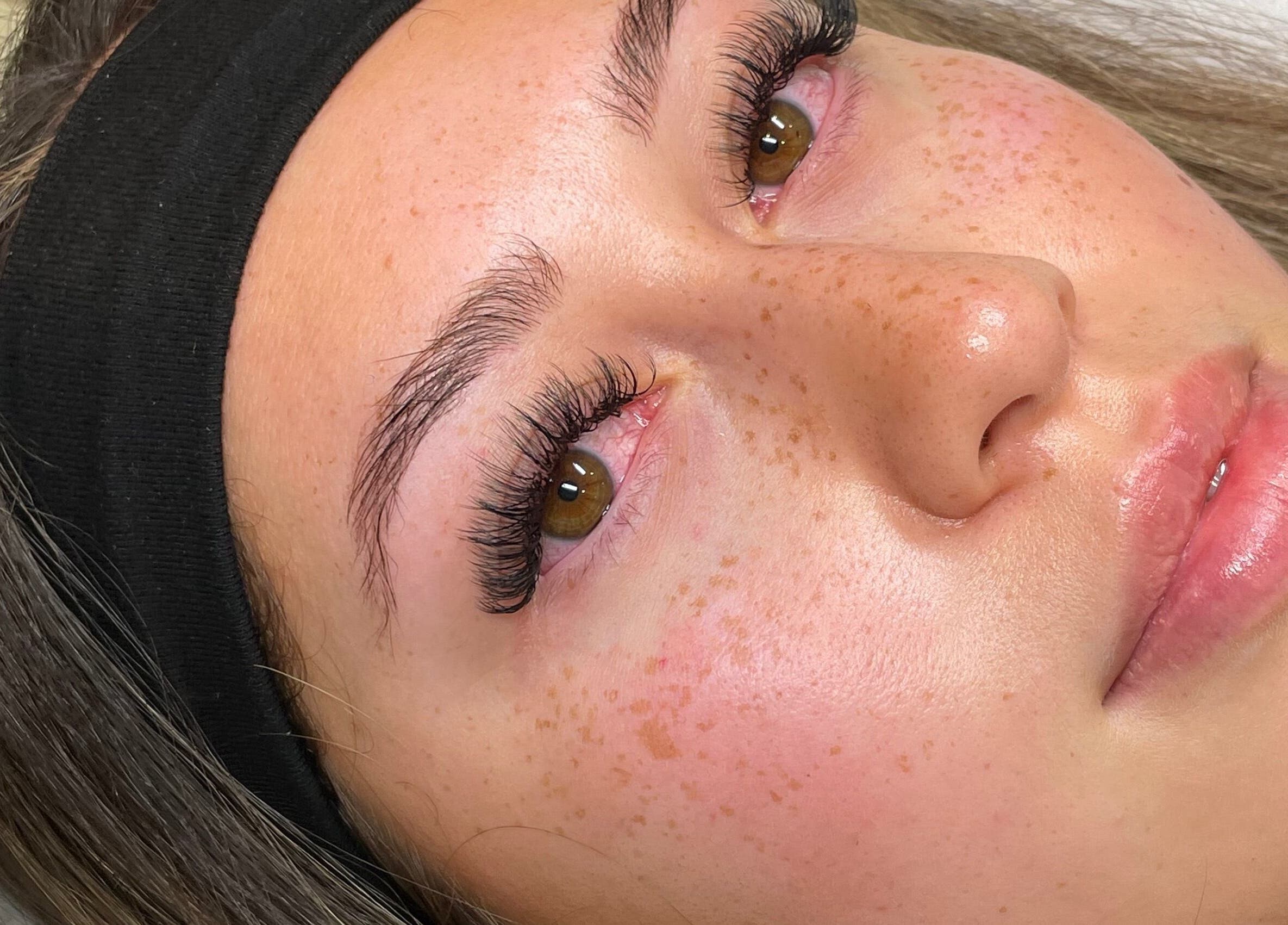 Close-up of lash extensions at Céru Beauty, Lytham St Annes, England, GB.