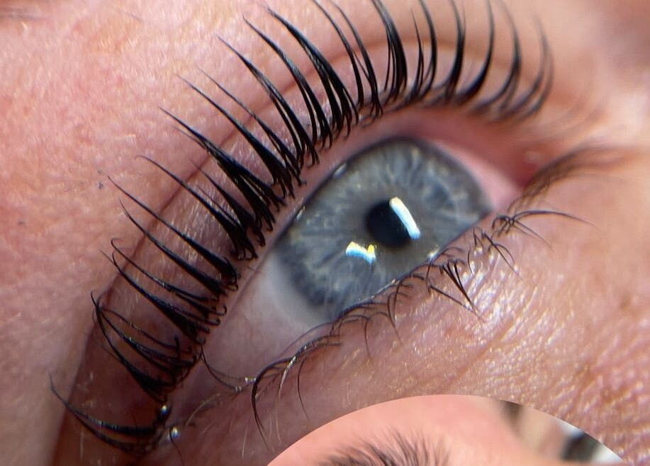 Close-up of enhanced lashes at Céru Beauty, Lytham St Annes, England, GB, showcasing expert eyelash treatment.