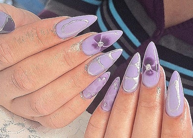 Lavender nail art design at Raven Nails by Michélle, Roodepoort, Gauteng, ZA showing delicate floral accents.