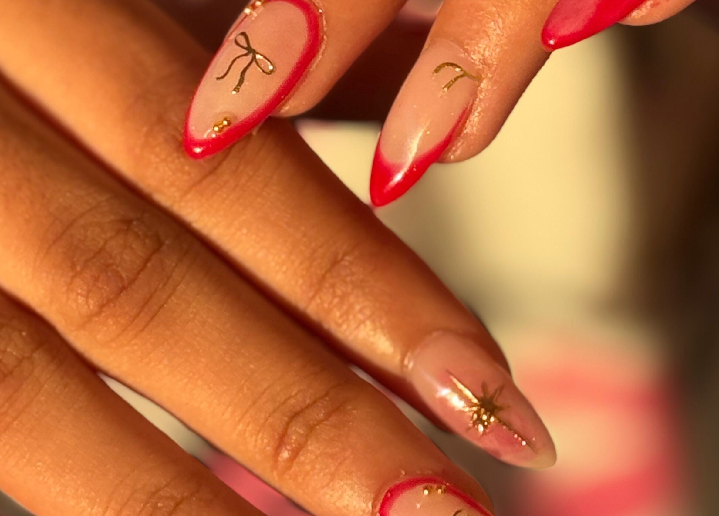 Stylish nail art with gold accents at Nails by Teri, Queensburgh, Kwazulu-natal, ZA.